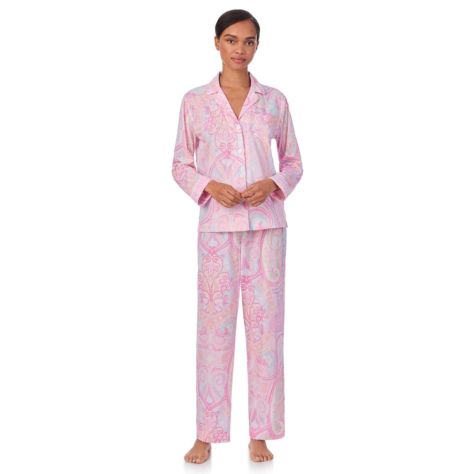 Lauren Ralph Lauren Classic Lawn L/S Notch Collar Pajama Set